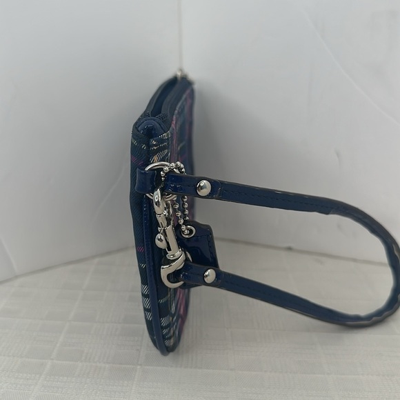 Coach Authentic Tartan Blue Plaid Metallic Wristlet, Style No. F48110 - Picture 4 of 9